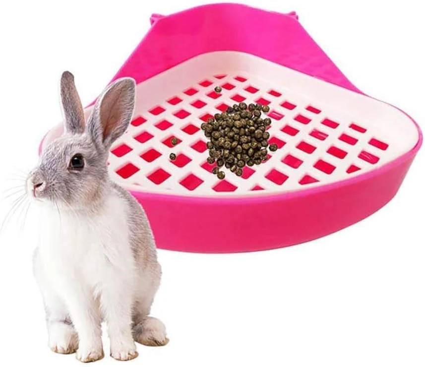 Toilet Rabbit Litter Tray, Small Animal Corner Toilet Pot, Pet Litter Corner Trays For Rabbit, Hamster (Pink)