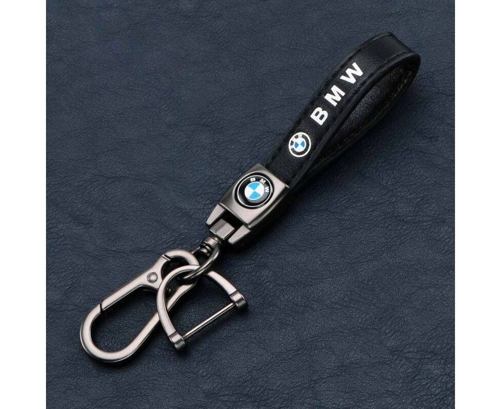 Leather Car Keychain, Car Keychain, Family Gift, Car Accessories, Black Bmw Keychain 2 Pcs