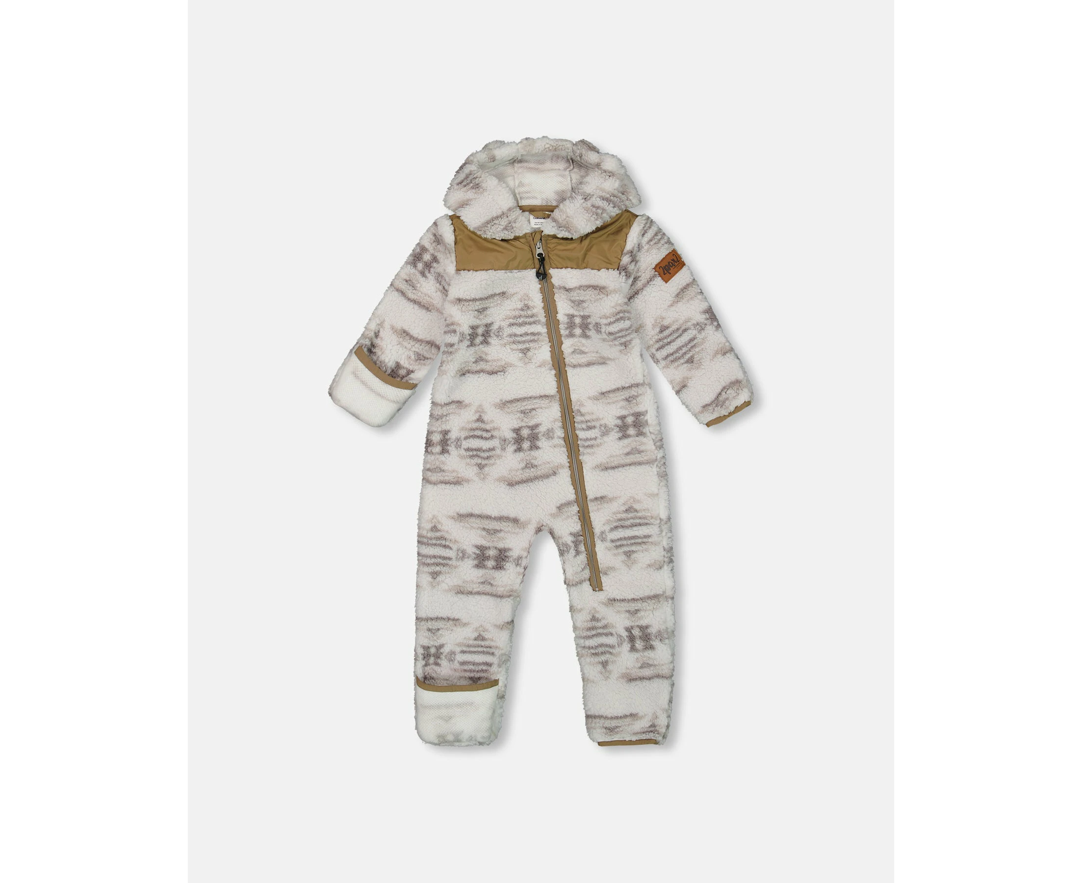 Baby Unisex Baby One Piece Plush Gray And Beige