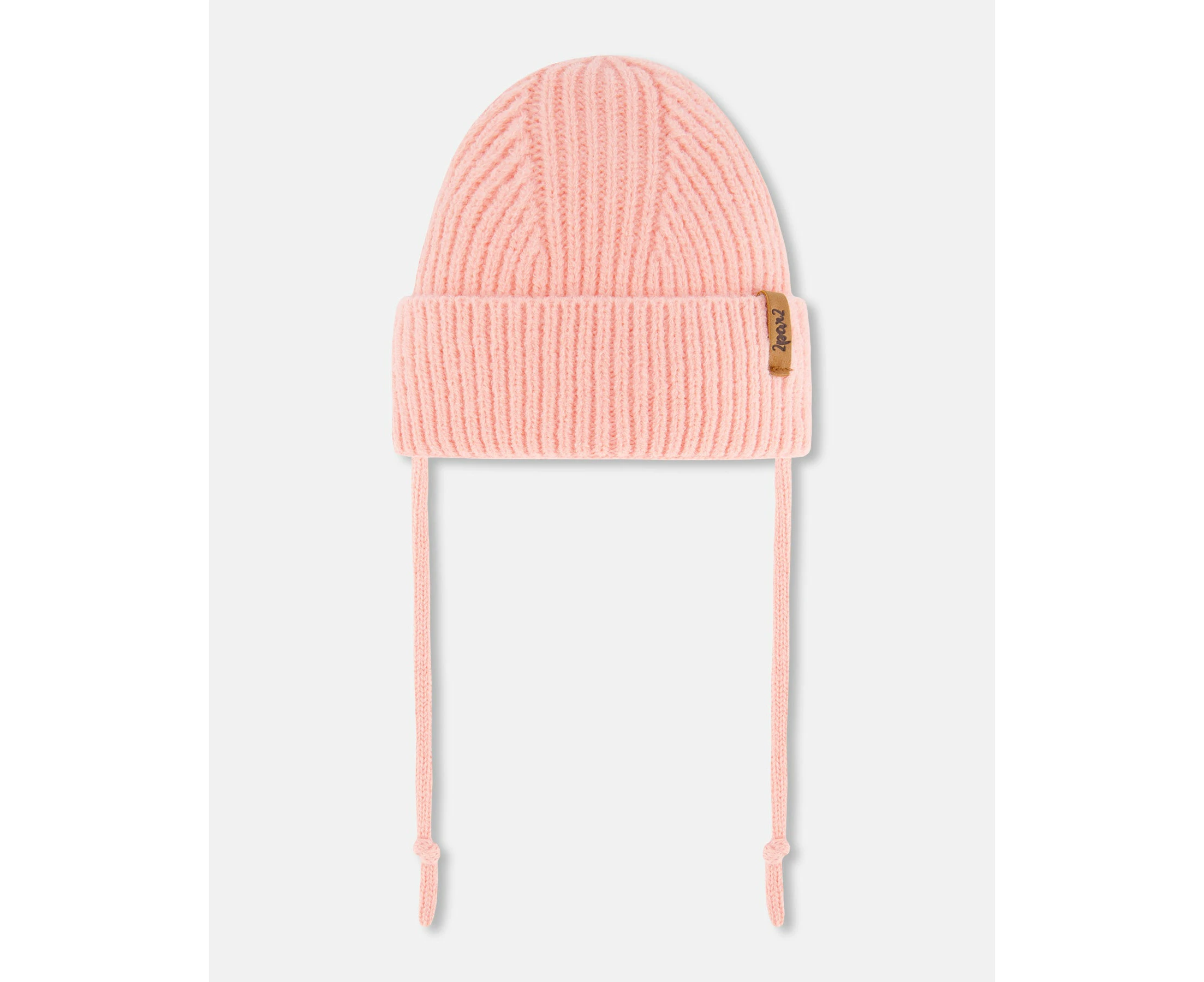 Baby Girl's Mid-Season Knit Hat With Strings Pink