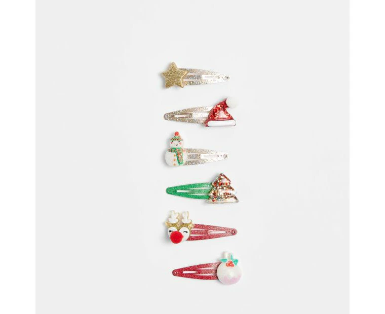 Target Kids Christmas 6 Pack Novelty Snap Hair Clips