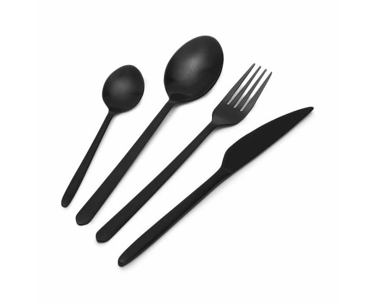 Matte Black Cutlery Set, 16 Piece - Anko