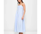 Linen Blend Strappy Babydoll Midi Dress - Lily Loves