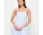 Linen Blend Strappy Babydoll Midi Dress - Lily Loves