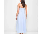 Linen Blend Strappy Babydoll Midi Dress - Lily Loves