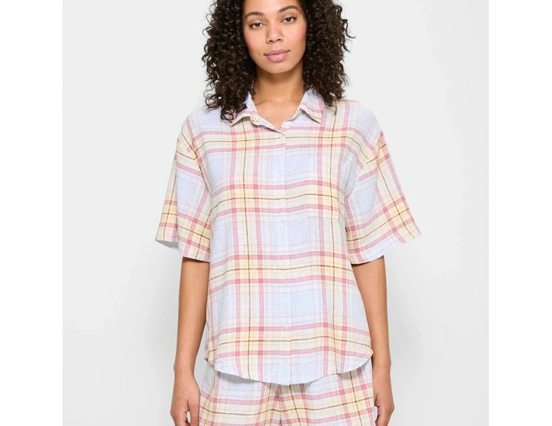 Target Linen Blend Short Sleeve Pyjama Set