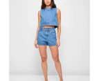 Denim Paperbag Shorts - Lily Loves