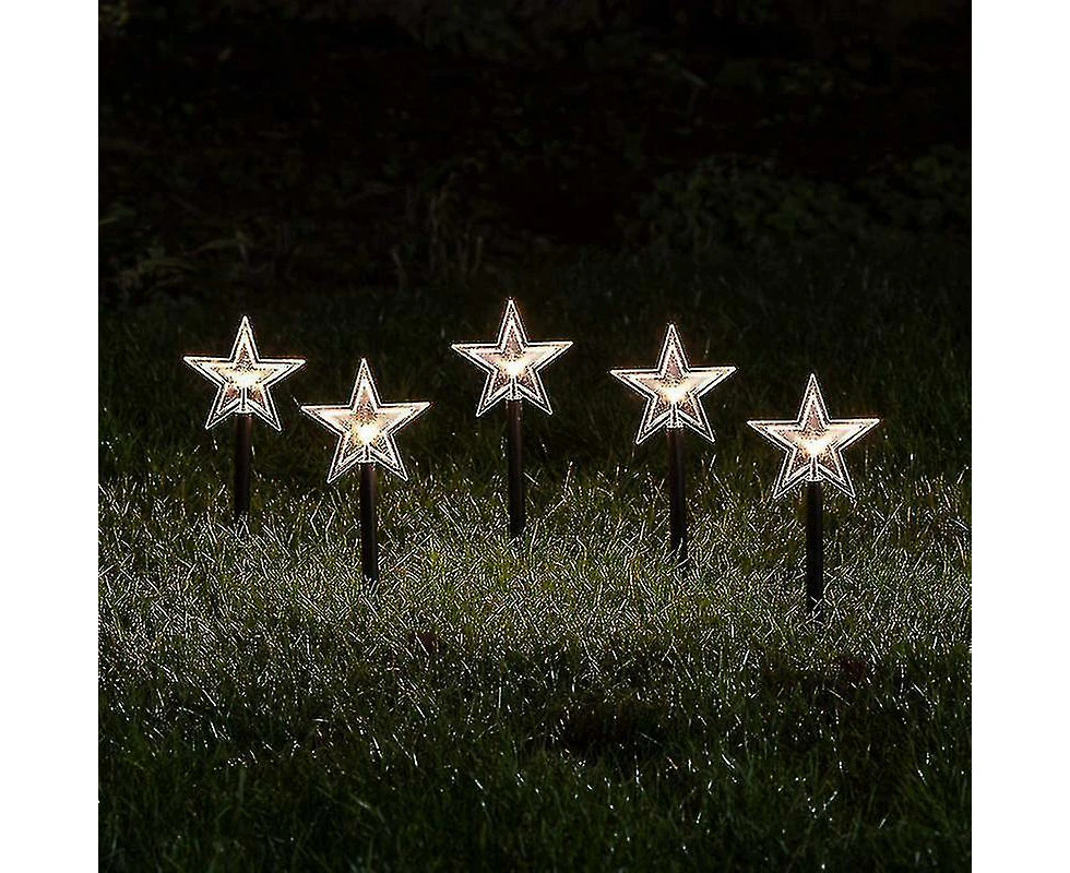 Lights Fun Set Of Christmas Star Garden Stake Lights Battery Outdoor Use Timer 35.5cm1setwhite