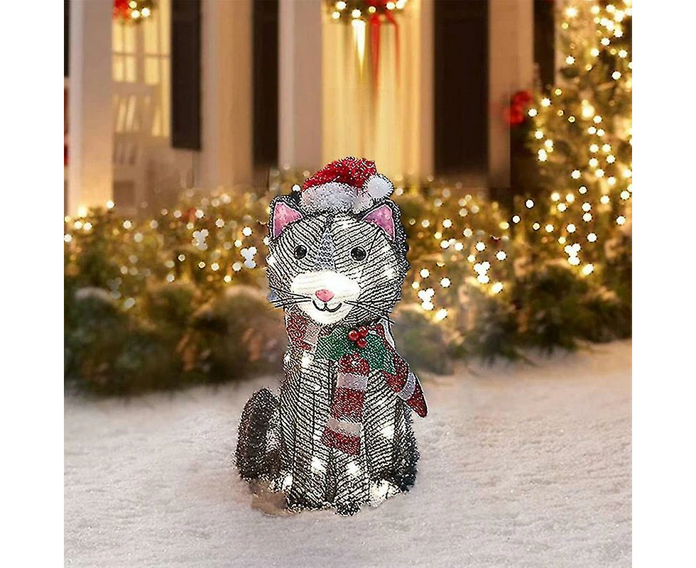 2d Christmas Dog With Led Lights Yard Decoration With Acrylic Garden Stake