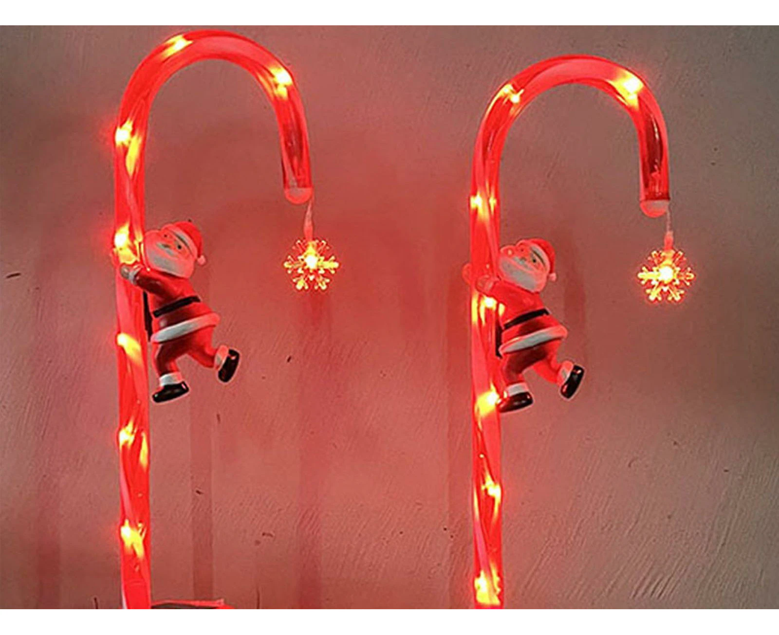 2Pcs Solar Christmas Candy Cane Lights Xmas Outdoor Garden Decoration