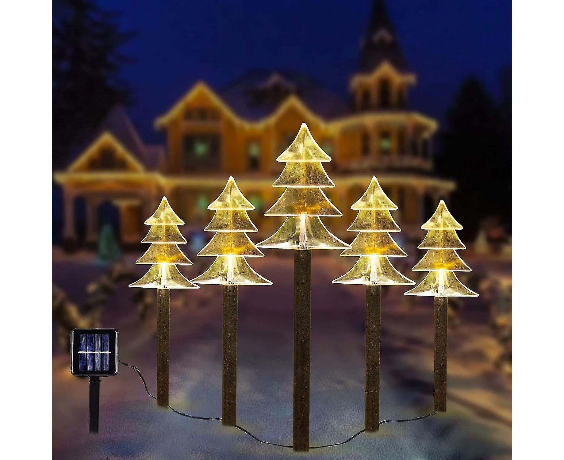 Christmas Solar Stake Lights, Set Of 5 Waterproof Landscape Christmas Lights, Pathway Christmas Deco