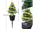 Solar Lights Outdoor Garden Christmas Tree Stake Lights With Pot Waterproof Christmas Decorations Tree With Ribbon Fairy Lights Xmas Tree Light Yard P