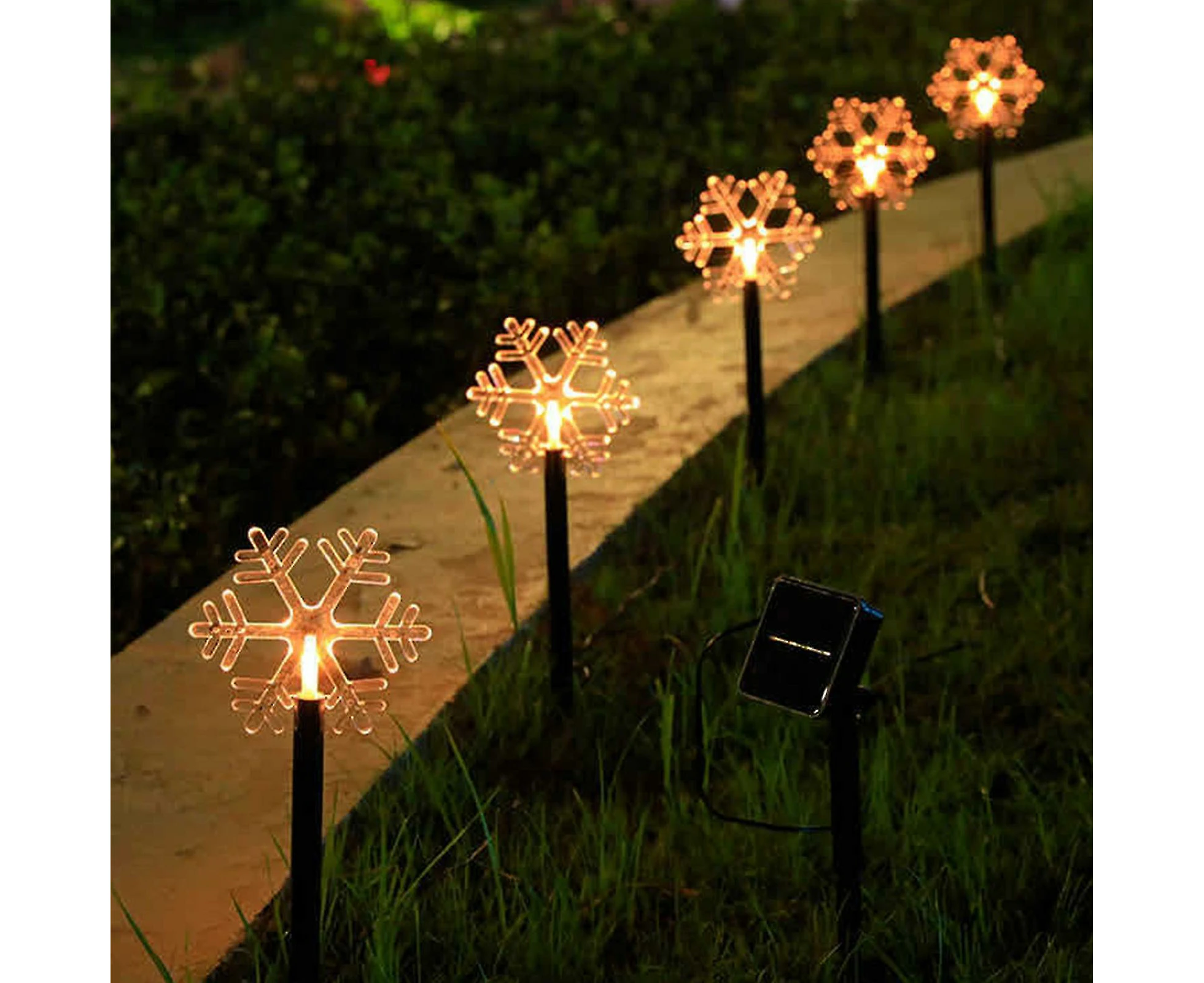 Christmas Solar Garden Light, Outdoor Waterproof Stake Light, Solar Powered Pathway Lights For Pathway, Lawn Snowflake