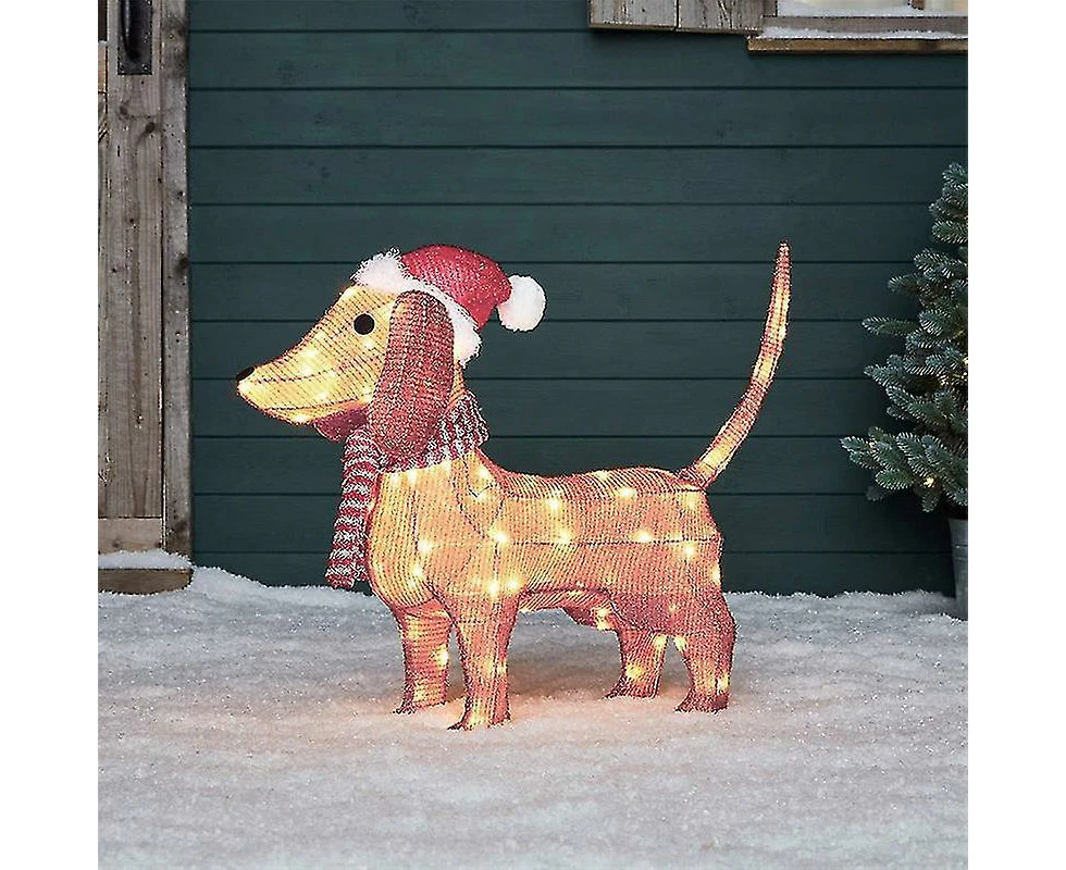 2d Christmas Dog With Led Lights Yard Decoration With Acrylic Garden Stake