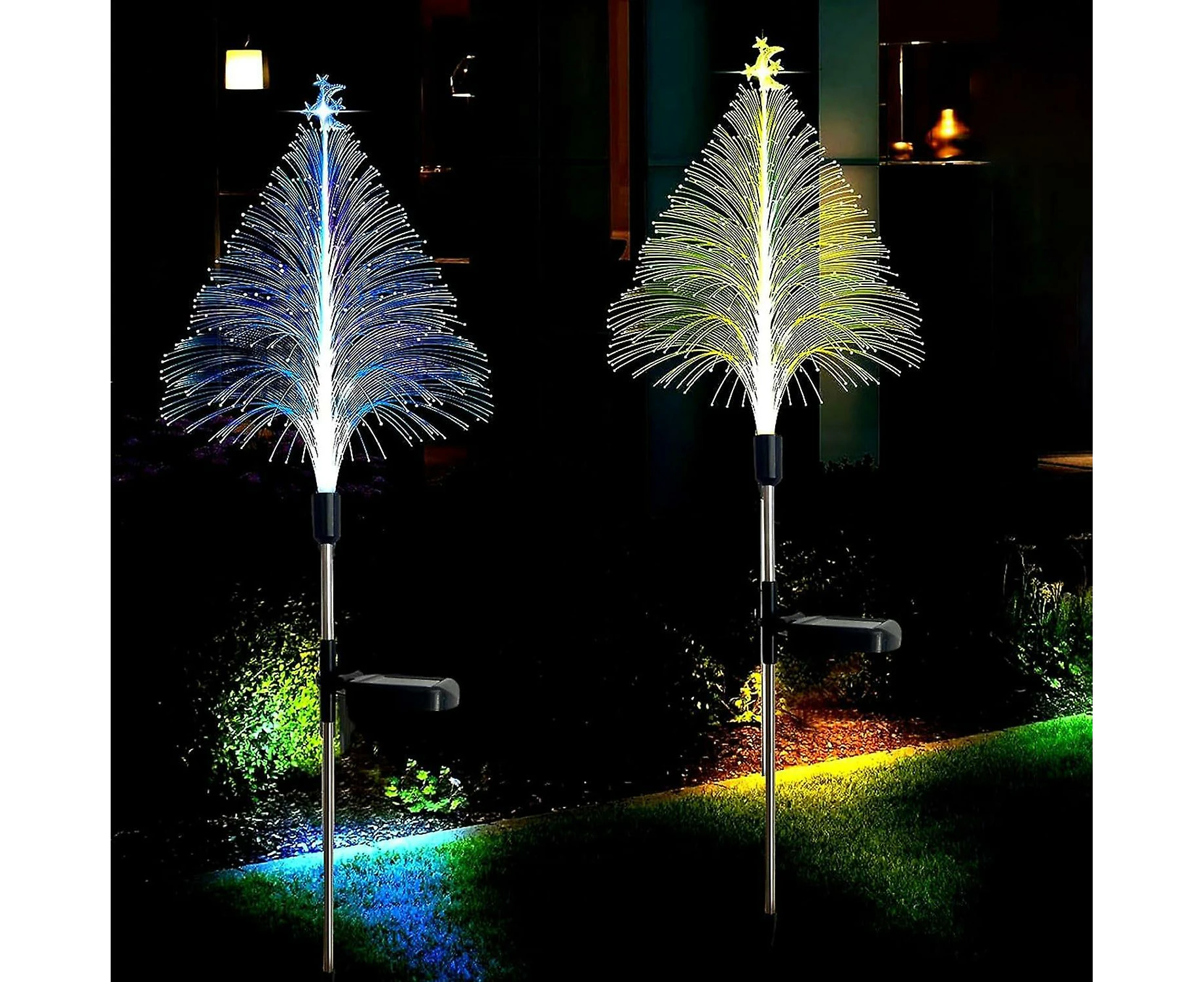 Solar Christmas Tree Lights - Waterproof 7 Color Changing Garden Stake Lights | Christmas Decorations