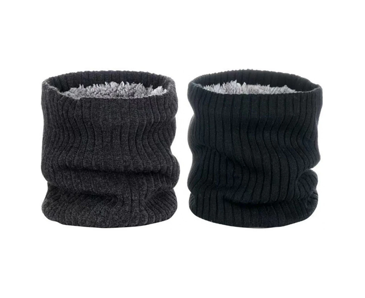 2Pcs Winter Neck Warmer Knitted Neck Gaiter Thick Windproof Thermal Scarf Face Cover For Men Women