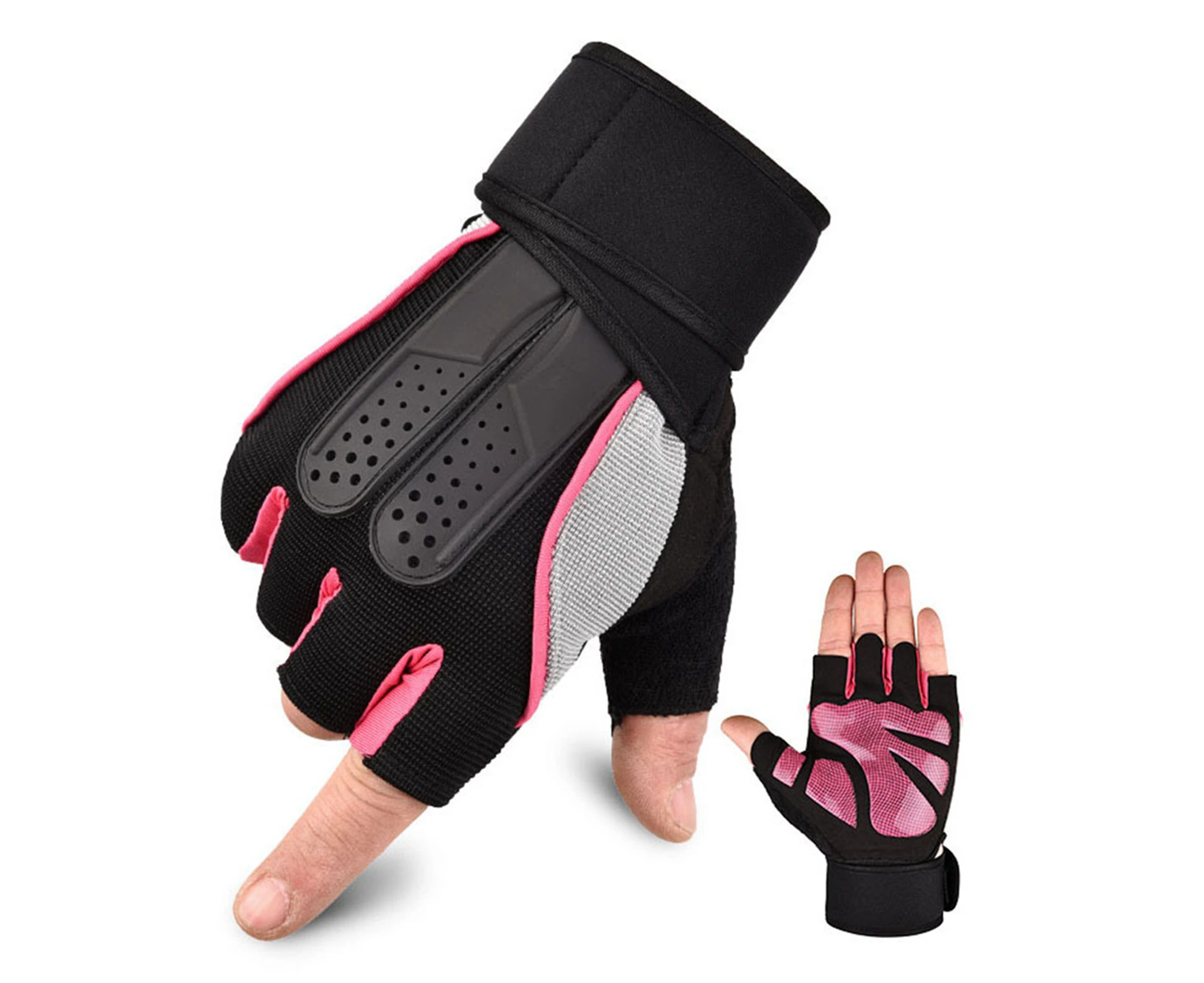 Half Finger Cycling Gloves Breathable Wrist Support Women Men Fingerless Bike Gloves For Outdoor Fitness Riding  Pink Snail Half Finger  Pink M