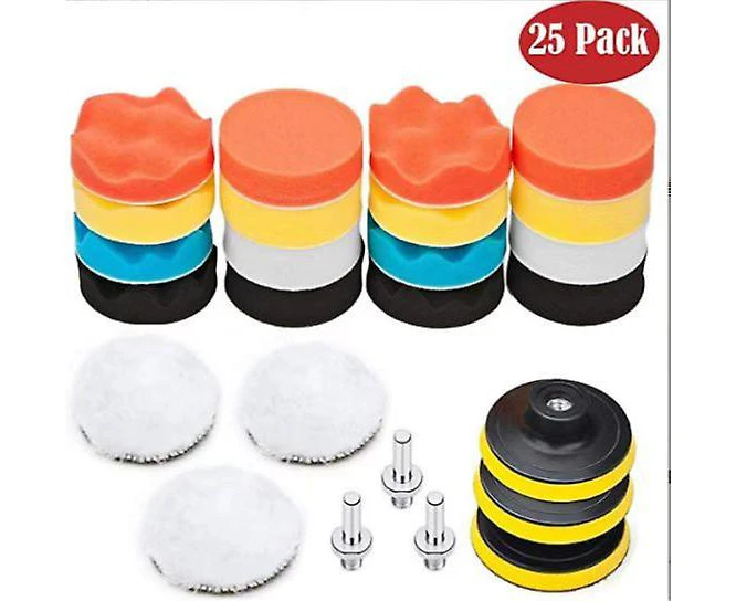 Car Polishing Pads For Drill - 25pcs Buffer Drill Attachment Works With M10 Drills, Cordless Screwdrivers And Polishing Machines - Assorted Levels Of