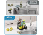 Kitchen Sink Caddy Organizer Sponge Holder for Kitchen Sink Organizer with Removable Drain Tray,black