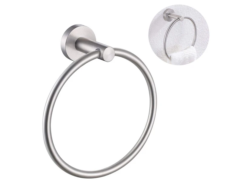 Towel Ring for Bathroom 1 Pack, Kitchen Bath Circle Towel Holder Hangers Wall Mount Heavy Duty Storage Stainless Steel - Silver