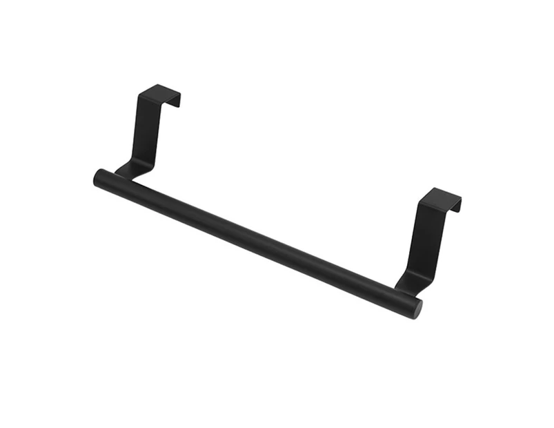 Kitchen Bathroom Stainless Steel Over Cabinet Towel Bar Holder Over Door Towel Rack - Black