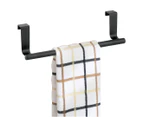 Kitchen Bathroom Stainless Steel Over Cabinet Towel Bar Holder Over Door Towel Rack - Black