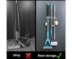 Wall Mount Broom Mop Holder with 3 Racks and 4 Hanger Hooks