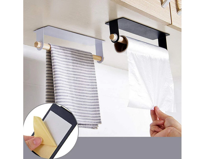 Self-Adhesive Paper Towel Wall Holder, No Drilling, Paper Towel Holder (Black)