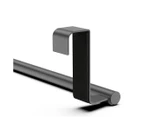 Kitchen Bathroom Stainless Steel Over Cabinet Towel Bar Holder Over Door Towel Rack - Black