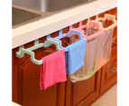 Kitchen Nail-Free Stainless Bracket Cabinet Door Hangable Garbage Bag Storage Rag Hanging Rack--Blue