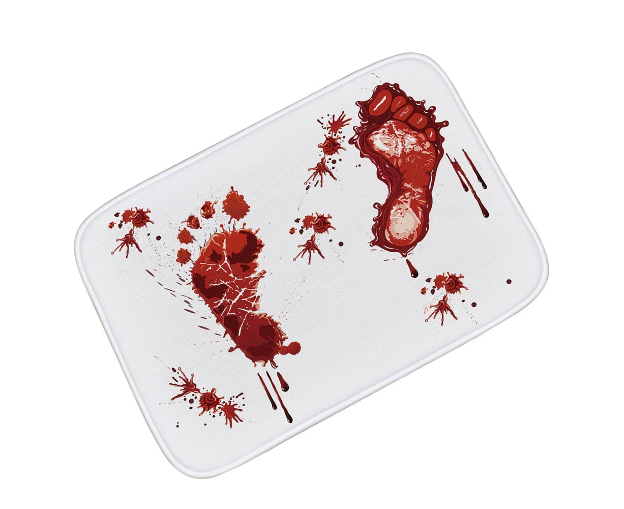 40 * 60Cm Halloween Bath Mat Red Horrible Floor Mat Home Bathroom Horror Blood Footprints Anti-Slip Mat Fixed Pattern