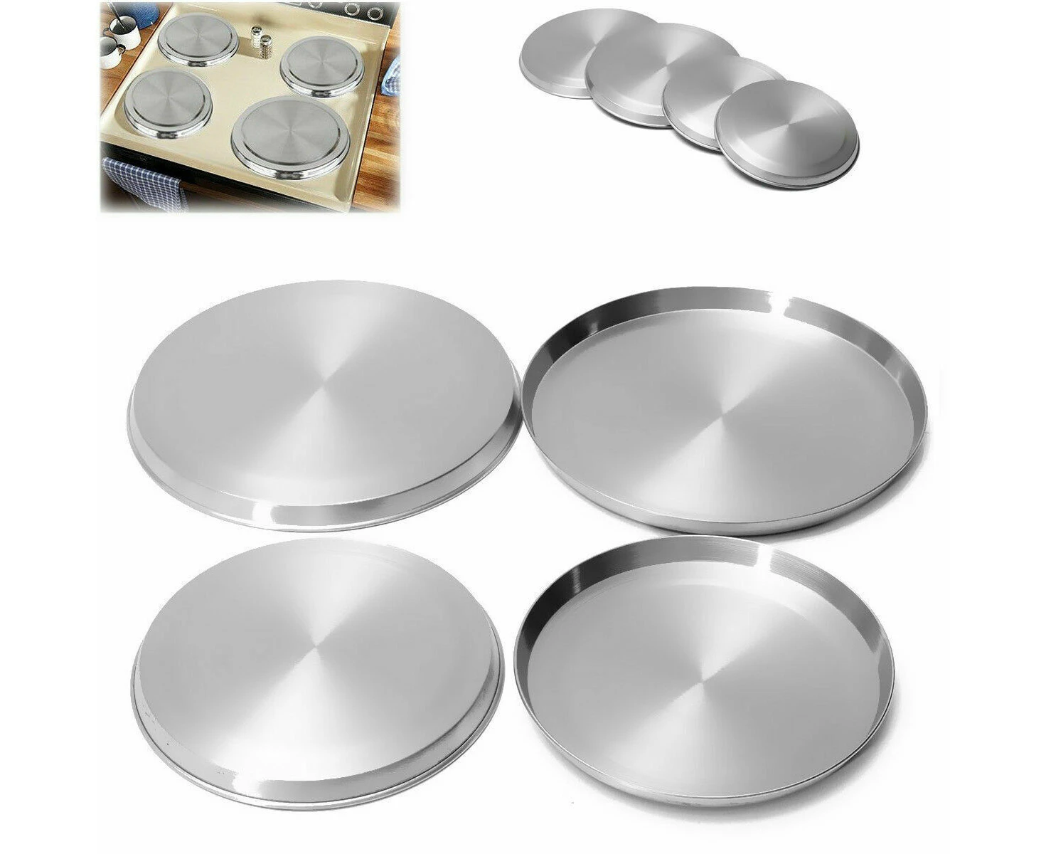 4Pcs/Set Stainless Steel Kitchen Stove Top Covers Burner Round Cooker Protectors