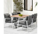 Livsip Outdoor Dining Set Patio Furniture Garden Rattan White Chairs Setting 4 Seater