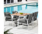 Livsip Outdoor Dining Set Patio Furniture Garden Rattan White Chairs Setting 4 Seater