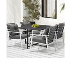 Livsip Outdoor Dining Set Patio Furniture Balck Table Rattan White Chairs 4 Seater