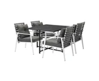 Livsip Outdoor Dining Set Patio Furniture Balck Table Rattan White Chairs 4 Seater