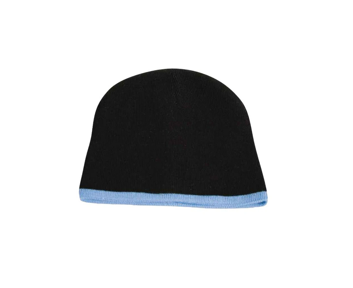 Result Winter Essentials Unisex Adult Reversible Fashion Beanie (Black/Sky) - RW9981