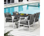 Livsip Outdoor Dining Set Patio Furniture Balck Table Rattan White Chairs 4 Seater