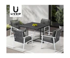 Livsip Outdoor Dining Set Patio Furniture Balck Table Rattan White Chairs 4 Seater