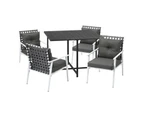 Livsip Outdoor Dining Set Patio Furniture Balck Table Rattan White Chairs 4 Seater