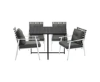 Livsip Outdoor Dining Set Patio Furniture Balck Table Rattan White Chairs 4 Seater