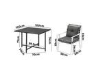 Livsip Outdoor Dining Set Patio Furniture Balck Table Rattan White Chairs 4 Seater