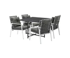 Livsip Outdoor Dining Set Patio Furniture Balck Table Rattan White Chairs 4 Seater