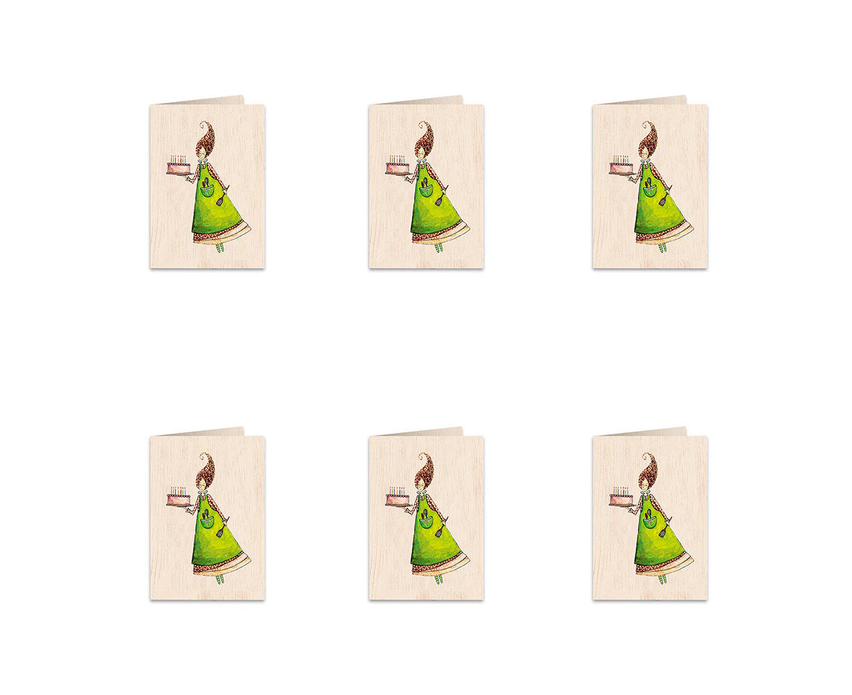 6x Cozywood Wooden Greeting Card 11x16cm Stationary w/ Envelope Sweet Wishes