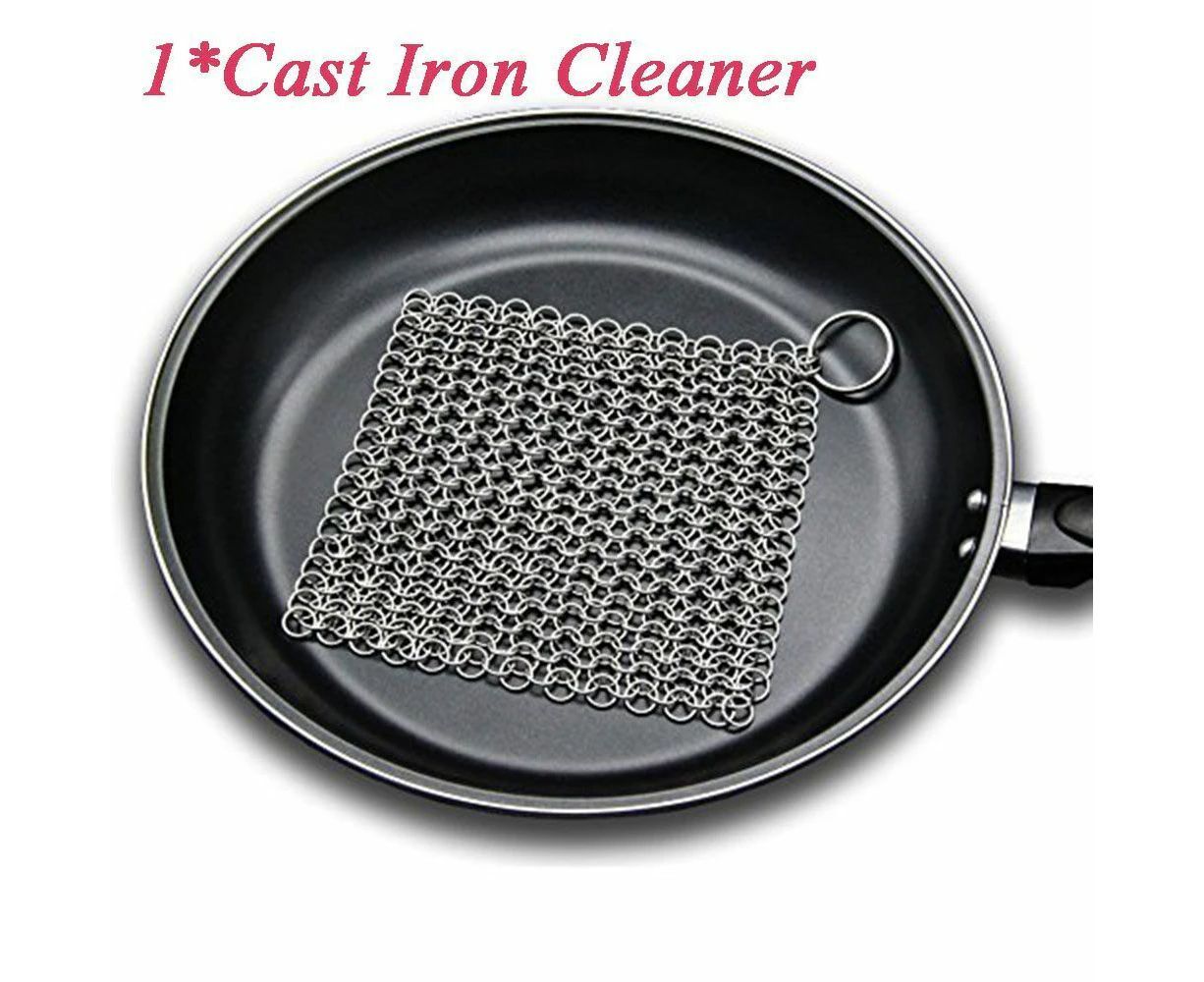 Cleaning Wok Chainmail Kitchen Tool Cast Iron Cleaner Pan Brush Stainless Steel