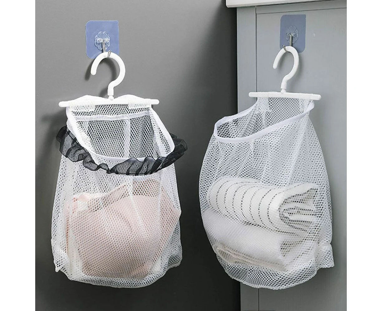 2Pcs Breathable Clothespin Bag Foldable Hanging Drying Net Bag Travel