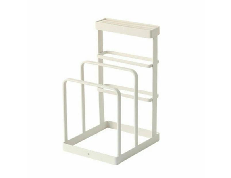 Chopping Board and Knife Shelf Stand Block Lid Holder Kitchen Organizer-White