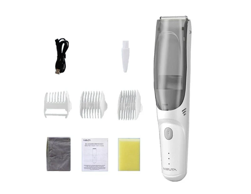 Electric Mute Hair Clipper for Baby Toddler Hair Trimmer Household Hair Shaver USB Charging -White