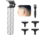 Hair Clippers for Men, Electric Clippers Bald Head Cordless Rechargeable Waterproof Grooming Kits - Silver