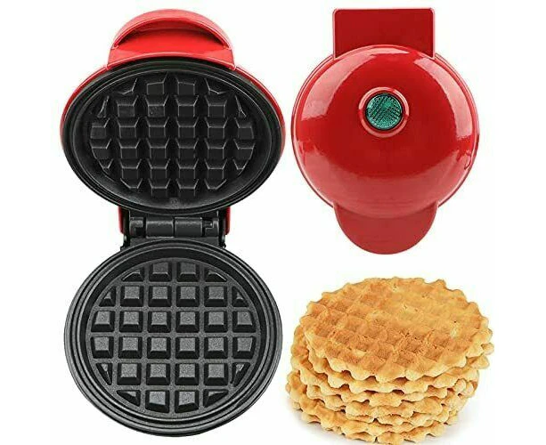 Mini Waffle Maker Baking Pan Pancake Heating Breakfast Making Machine Red